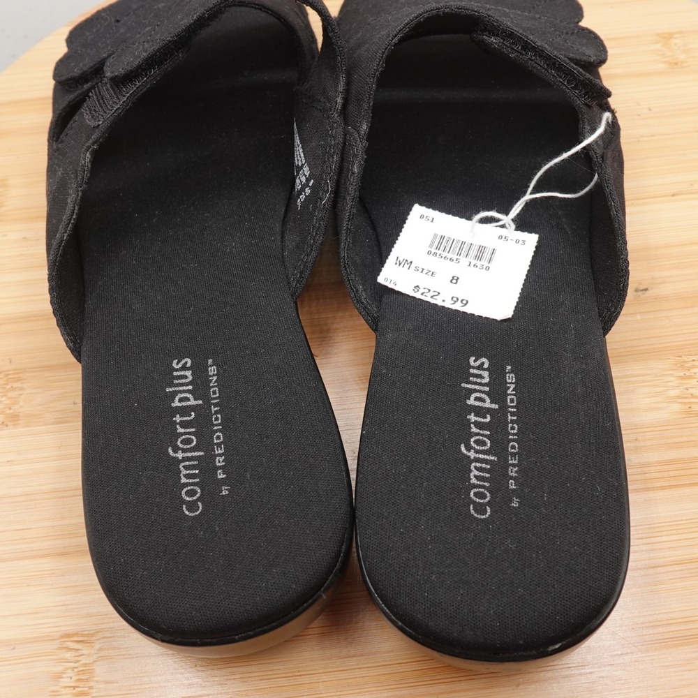 Comfort Plus Shoes Womens Size 8 Black Slip On Memory Foam Sandals RipStop NWT - Picture 4 of 9
